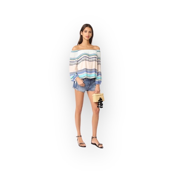 new Wildfox Couture ✰ Off Shoulder Variegated Stripe Top ✰ Light Blues ✰ Size XS - Picture 14 of 16